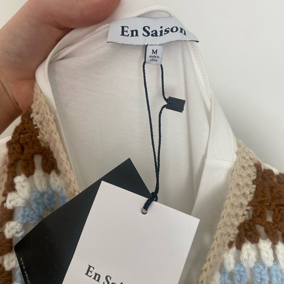 En Saison White and Brown Puff Sleeve Sundress - Picture 5 of 5